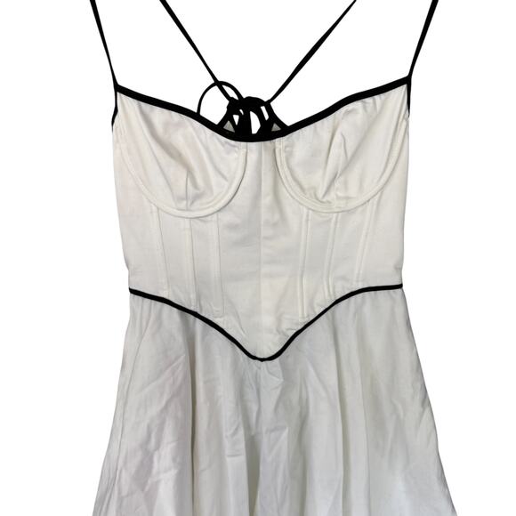 Helsa Stretch Cotton Sateen Bustier Mini Dress White Size Small NWT - Picture 5 of 9
